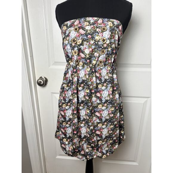 Floral Strapless Bubble Twee And Preppy Mini Dress Large - Picture 1 of 6